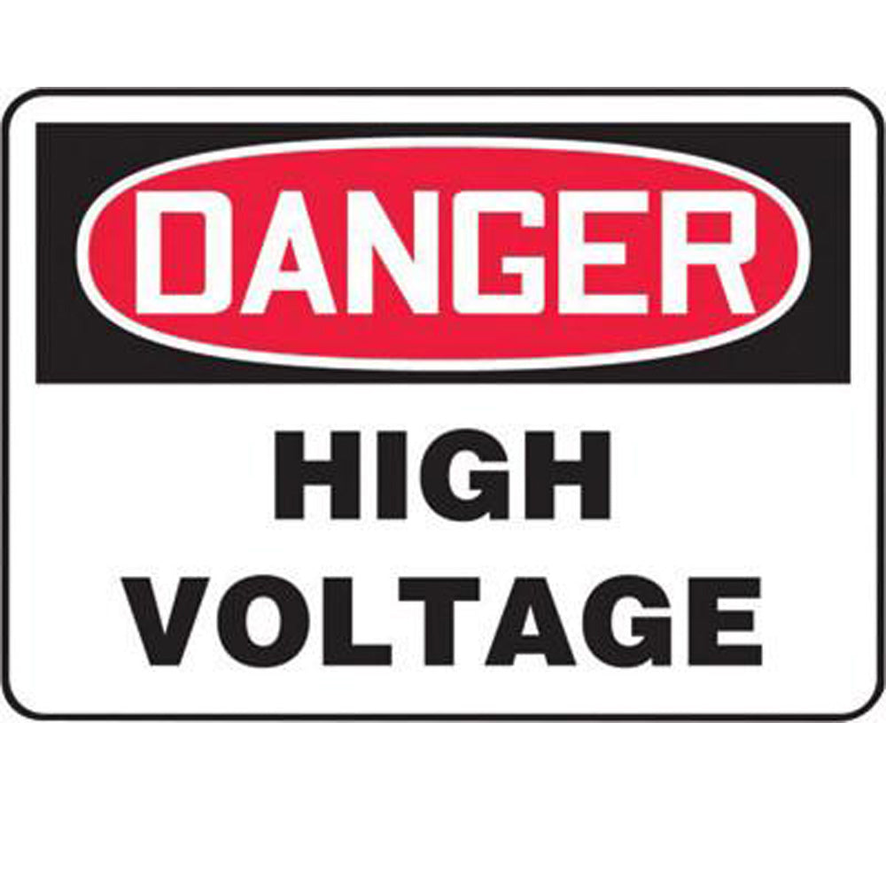 Accuform Signs 7" X 10" Black, Red And White 4 mils Adhesive Vinyl Electrical Sign "DANGER HIGH VOLTAGE"-eSafety Supplies, Inc