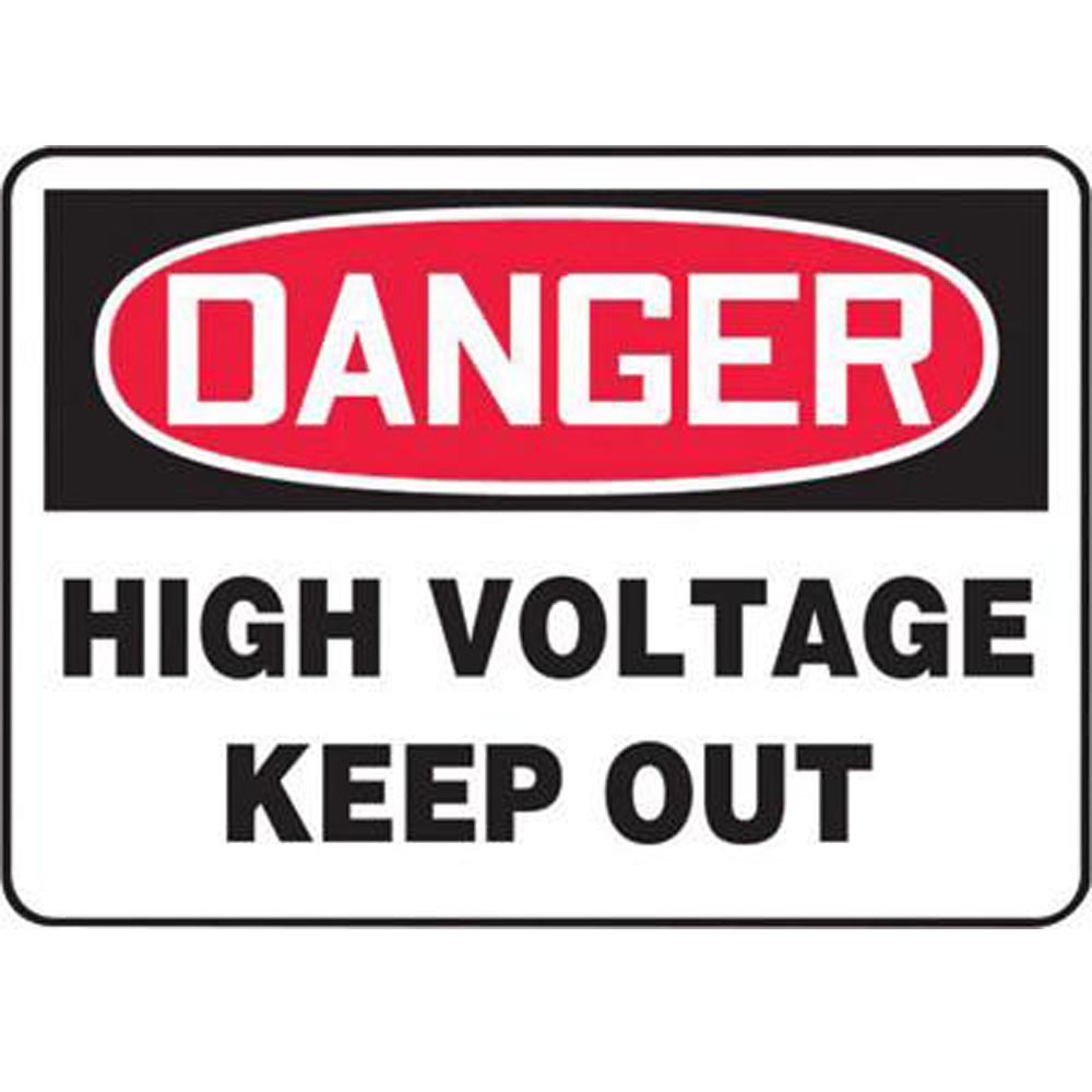 Accuform Signs 10" X 14" Black, Red And White 0.040" Aluminum Electrical Sign "DANGER HIGH VOLTAGE KEEP OUT" With Round Corner
