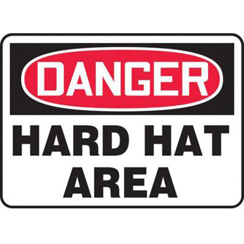 Accuform Signs 7" X 10" Black, Red And White 0.040" Aluminum PPE Sign "DANGER HARD HAT AREA" With Round Corner-eSafety Supplies, Inc