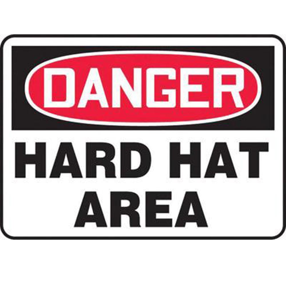 Accuform Signs 10" X 14" Black, Red And White 0.040" Aluminum PPE Sign "DANGER HARD HAT AREA" With Round Corner-eSafety Supplies, Inc
