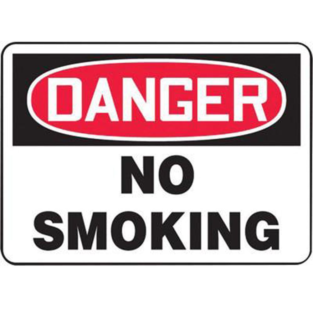 Accuform Signs 7" X 10" Black, Red And White 0.040" Aluminum Smoking Control Sign "DANGER NO SMOKING" With Round Corner-eSafety Supplies, Inc