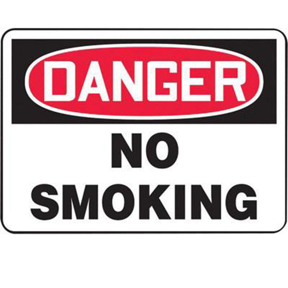 Accuform Signs 7" X 10" Black, Red And White 0.055" Plastic Smoking Control Sign "DANGER NO SMOKING" With 3/16" Mounting Hole And Round Corner-eSafety Supplies, Inc