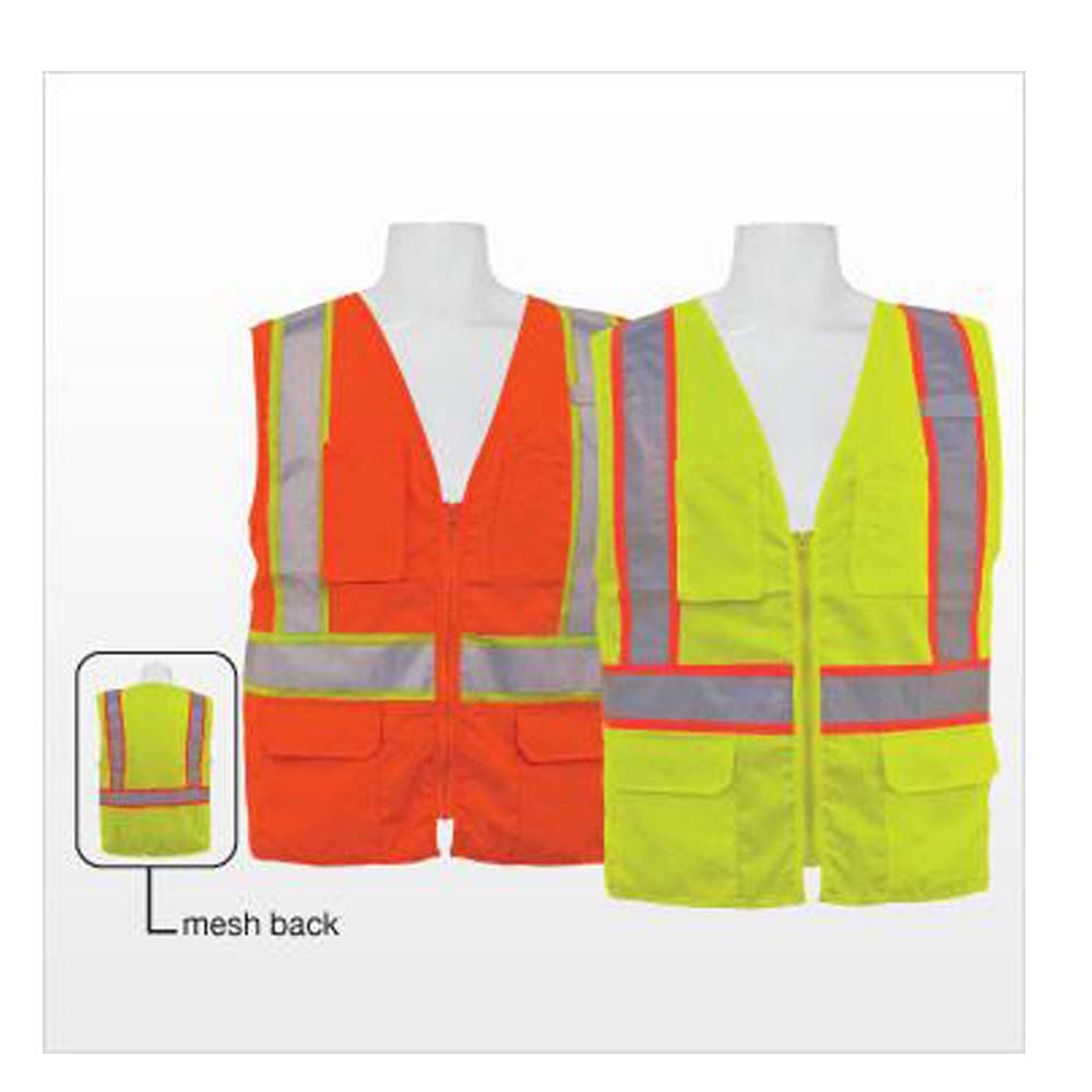 3A Safety - ANSI Certified Multi-pocket Safety Vest with Mesh Back Lime Color Size Medium-eSafety Supplies, Inc