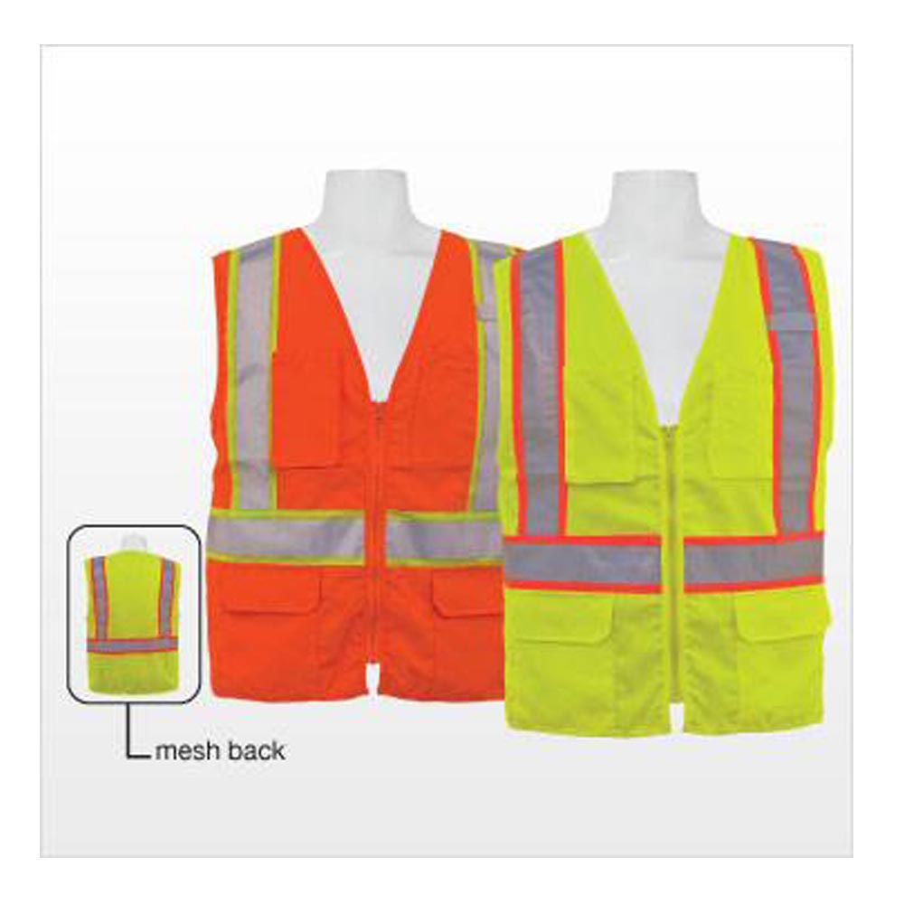 3A Safety - ANSI Certified Multi-pocket Safety Vest with Mesh Back Lime Color Size X-large-eSafety Supplies, Inc