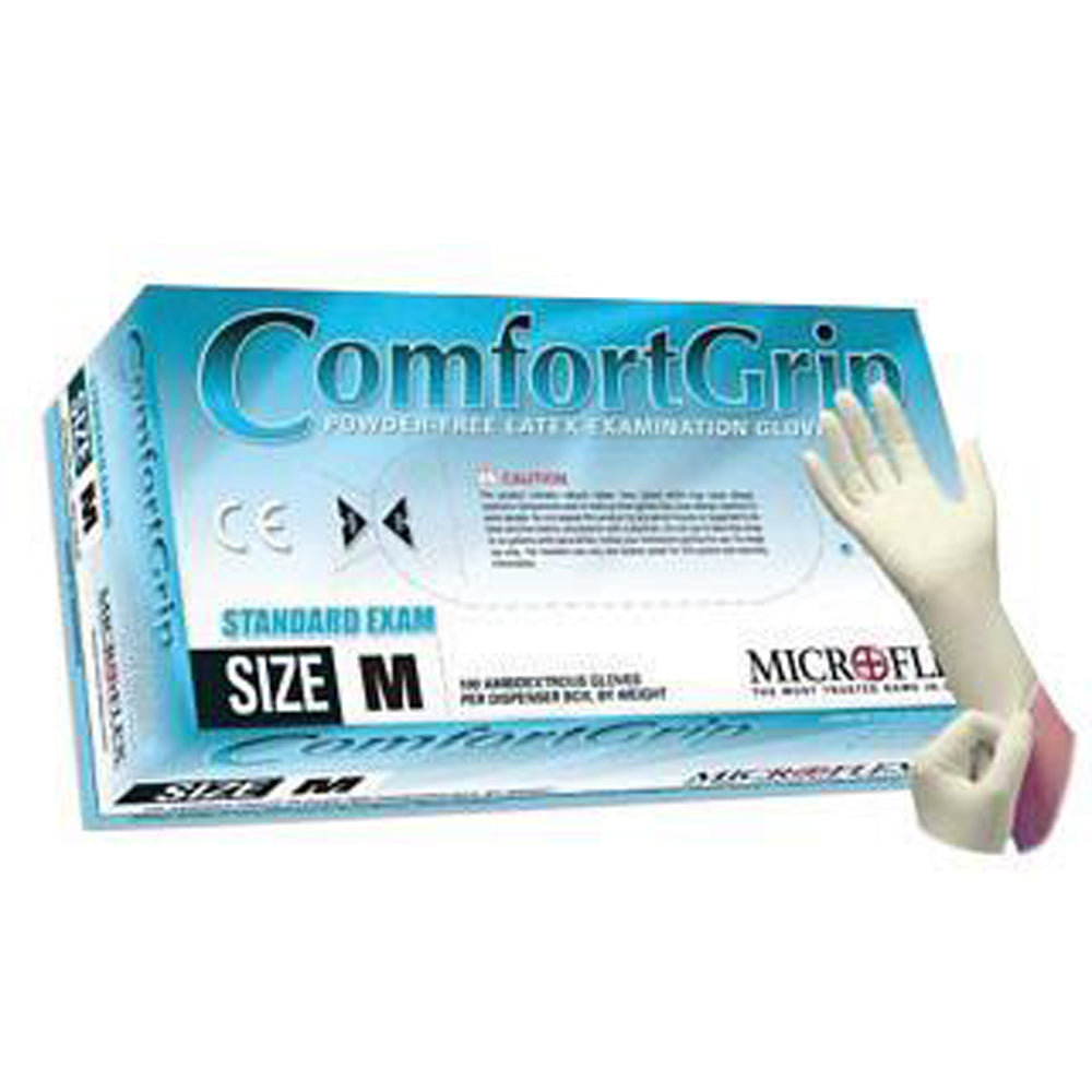 Microflex Large Natural 9 1/2" ComfortGrip 5.1 mil Latex Ambidextrous Non-Sterile Exam or Medical Grade Powder-Free Disposable Gloves With Textured Finish, Standard-eSafety Supplies, Inc