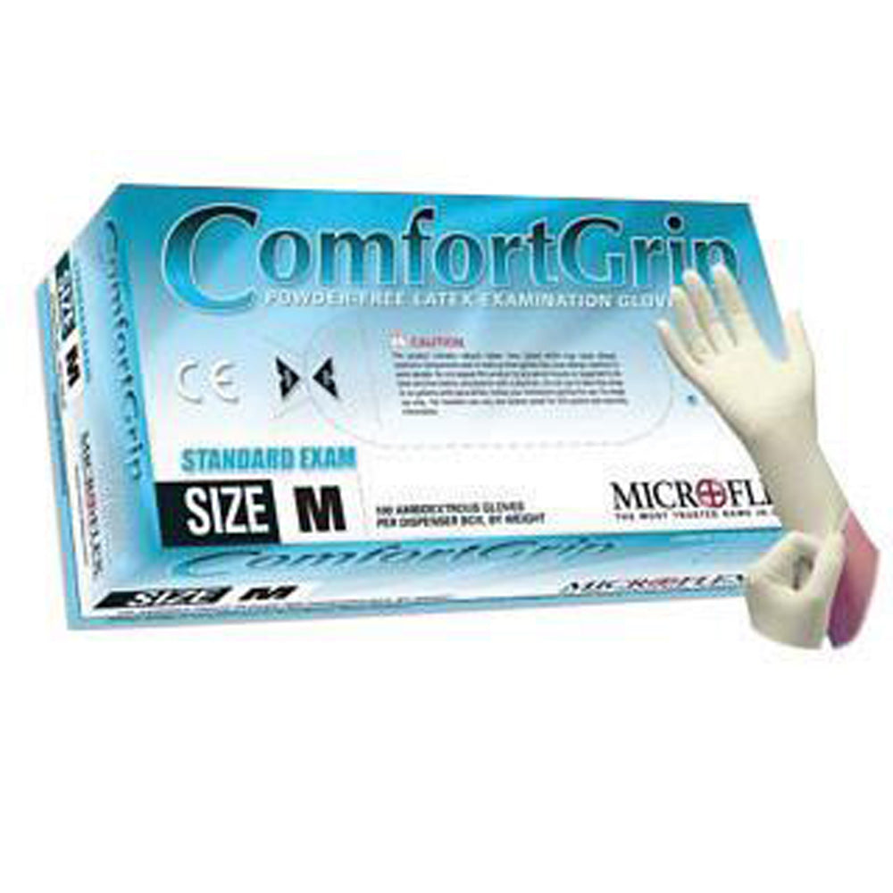 Microflex Small Natural 9 1/2" ComfortGrip 5.1 mil Latex Ambidextrous Non-Sterile Exam or Medical Grade Powder-Free Disposable Gloves With Textured Finish, Standard-eSafety Supplies, Inc