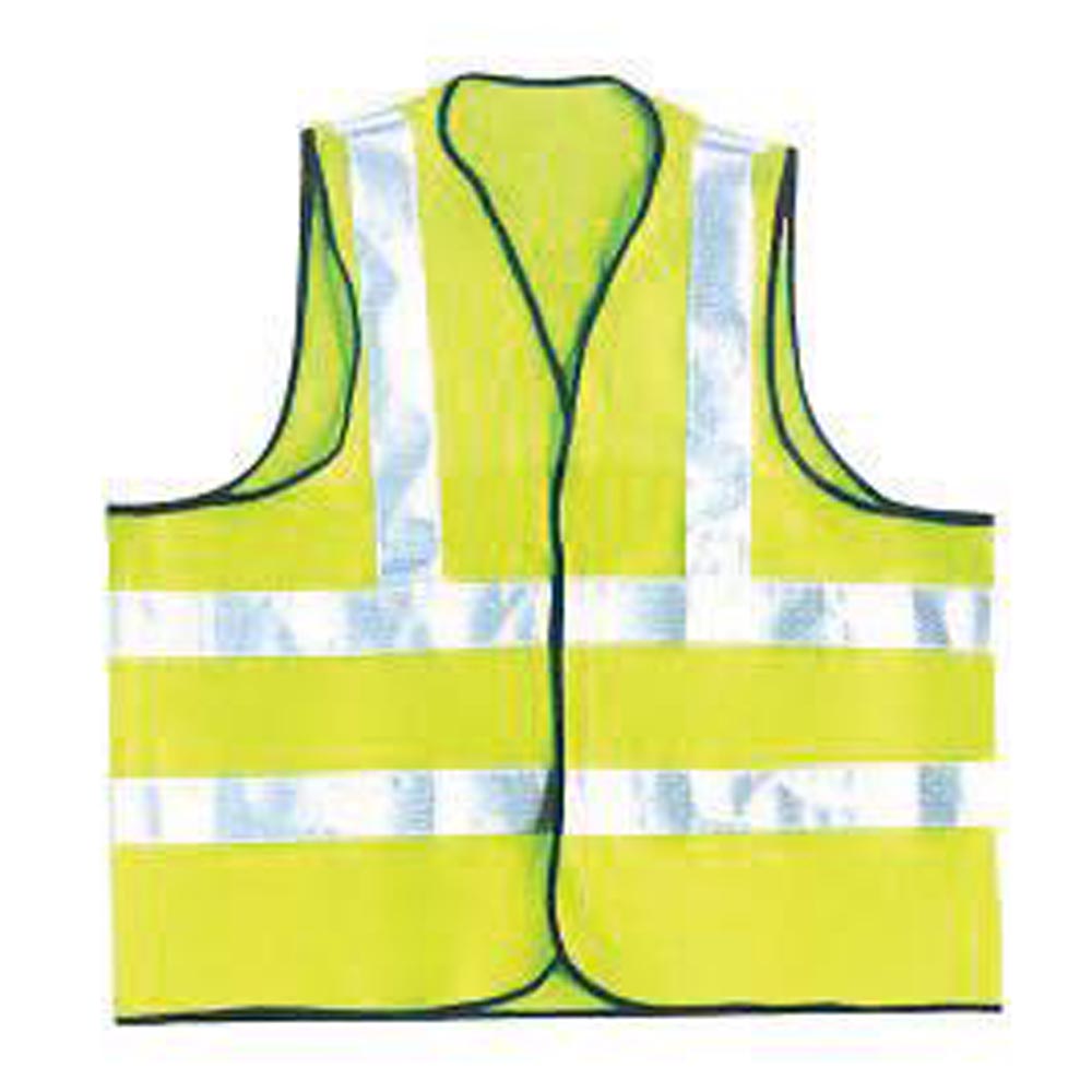 OccuNomix Large Hi-Viz Yellow OccuLux Premium Light Weight Solid Cool Polyester Tricot Class 2 Dual Stripe Full Sleeveless Traffic Vest With Front Hook And Loop Closure And