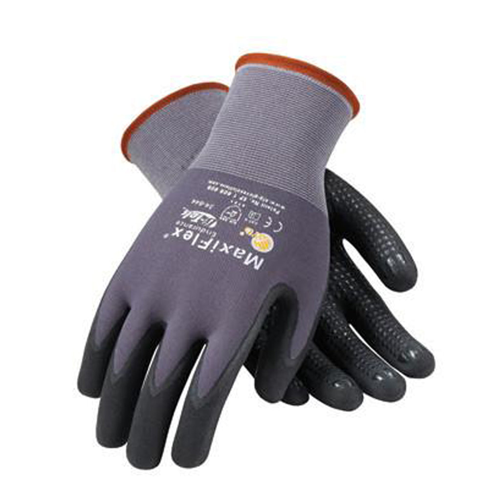 Protective Industrial Products 34-844/S Small MaxiFlex Endurance by ATG 15 Gauge Abrasion Resistant Black Micro-Foam Nitrile Palm And Fingertip Coated Work Gloves With Gray Seamless Knit-eSafety Supplies, Inc