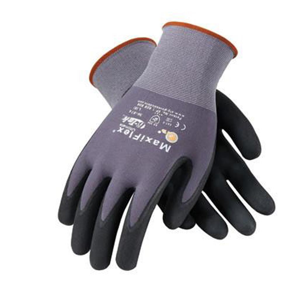 Protective Industrial Products Small MaxiFlex Ultimate by ATG 15 Gauge Abrasion Resistant Black Micro-Foam Nitrile Palm And Fingertip Coated Work Gloves With Gray Seamless Knit Nylon And-eSafety Supplies, Inc
