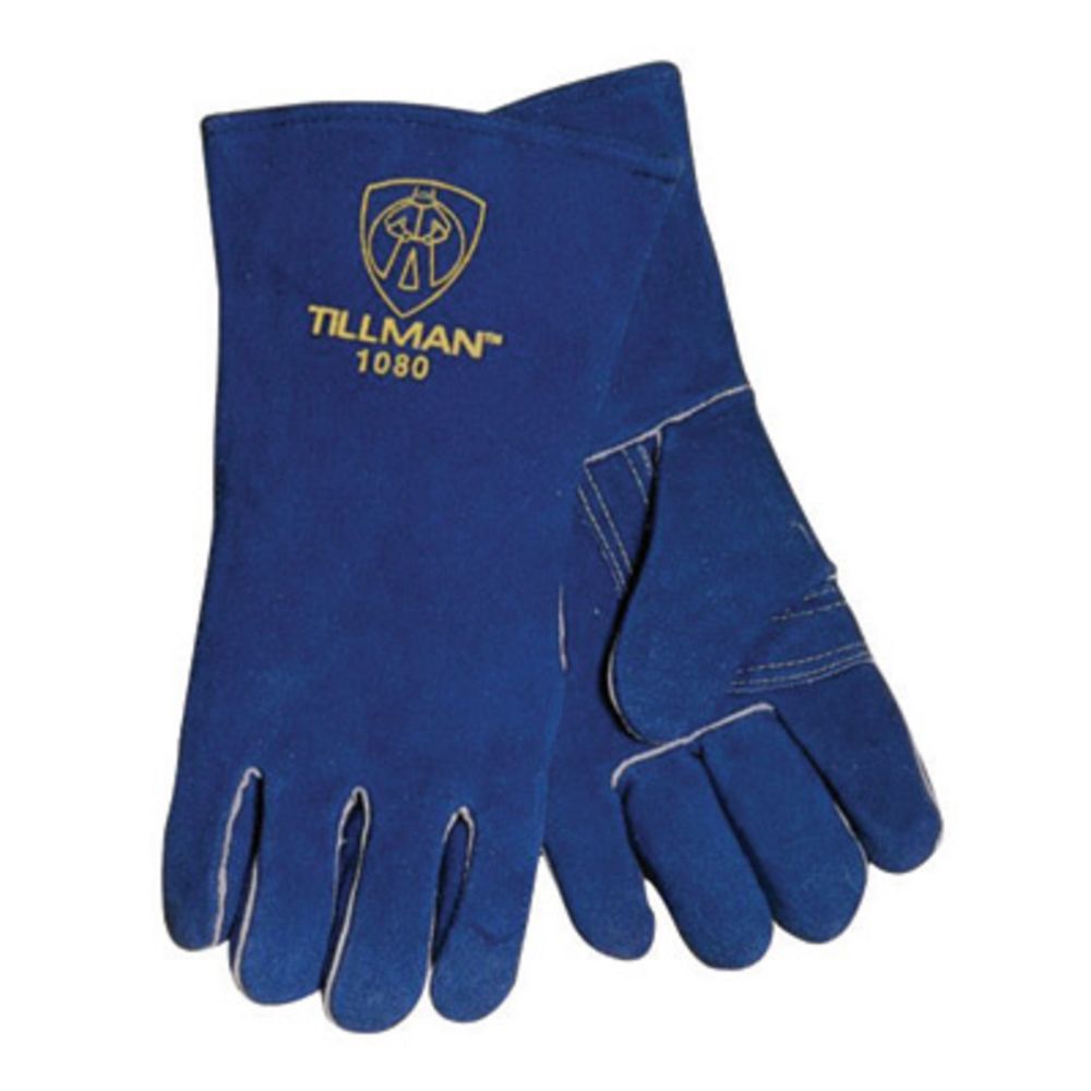 Tillman Large 14" Blue Side Split Cowhide Leather Stick Welders Glove With Kevlar Thread Locking Stitch
