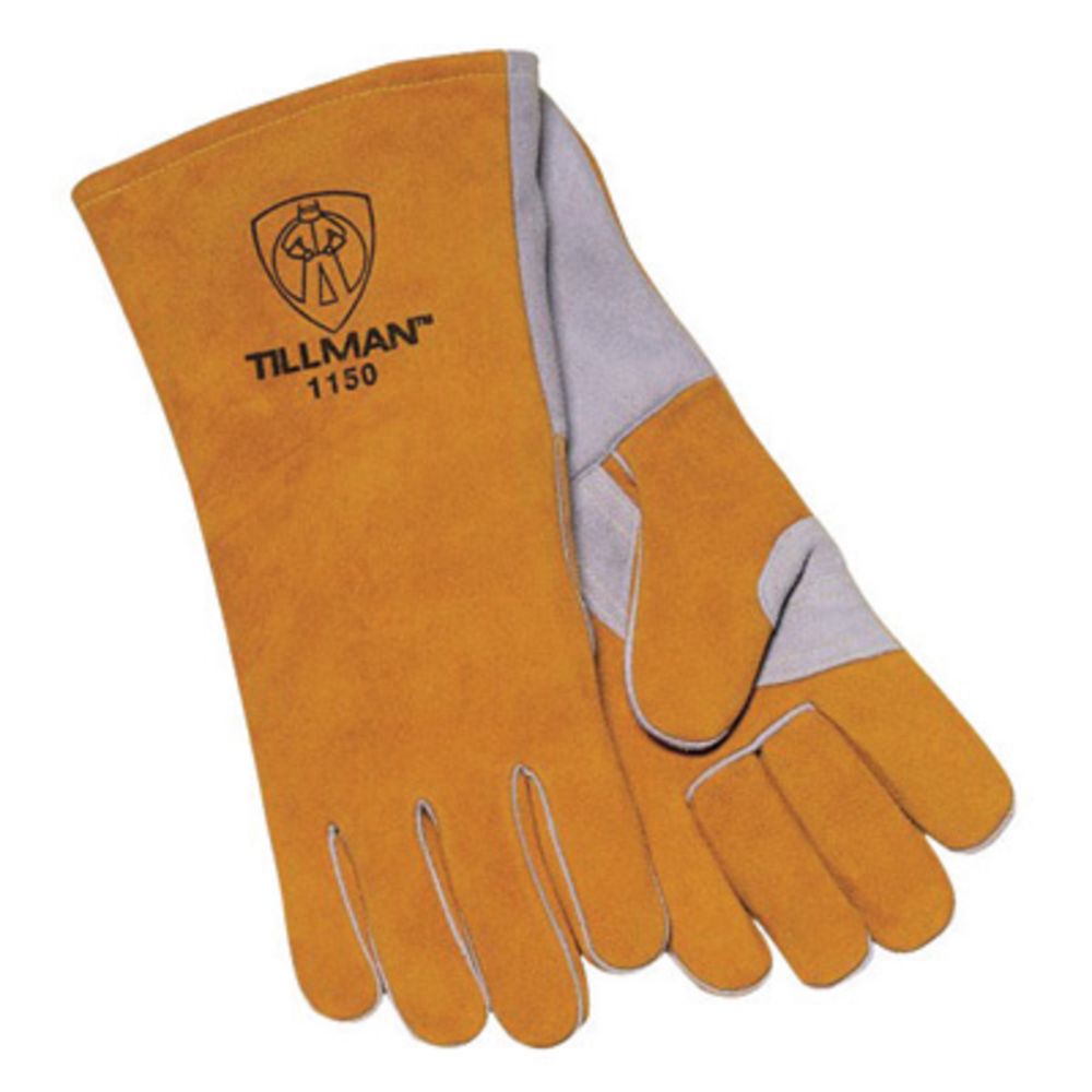 Tillman Large 14" Bourbon Brown Side Split Cowhide Stick Welders Gloves With Kevlar Thread Locking Stitch-eSafety Supplies, Inc