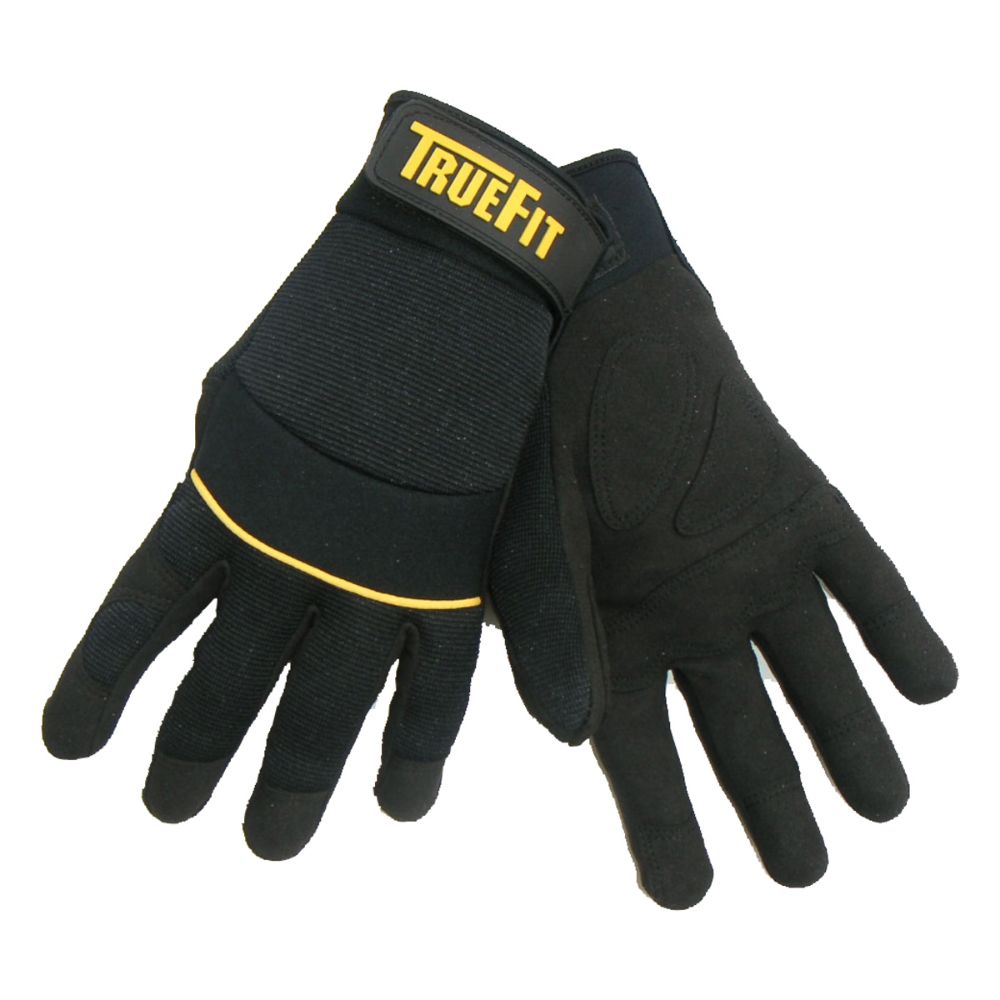 Tillman Black TrueFit Synthetic Leather Full Finger Mechanics Gloves With Neoprene/Hook And Loop Cuff-eSafety Supplies, Inc