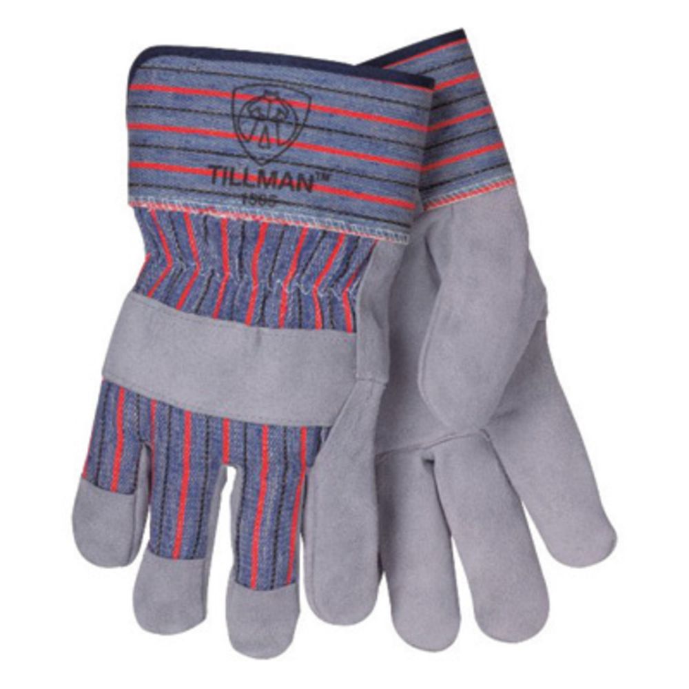 Tillman Large Blue, Red And Gray Leather Palm Gloves With Rubberized Safety Cuff And Knuckle Strap (Bulk)-eSafety Supplies, Inc