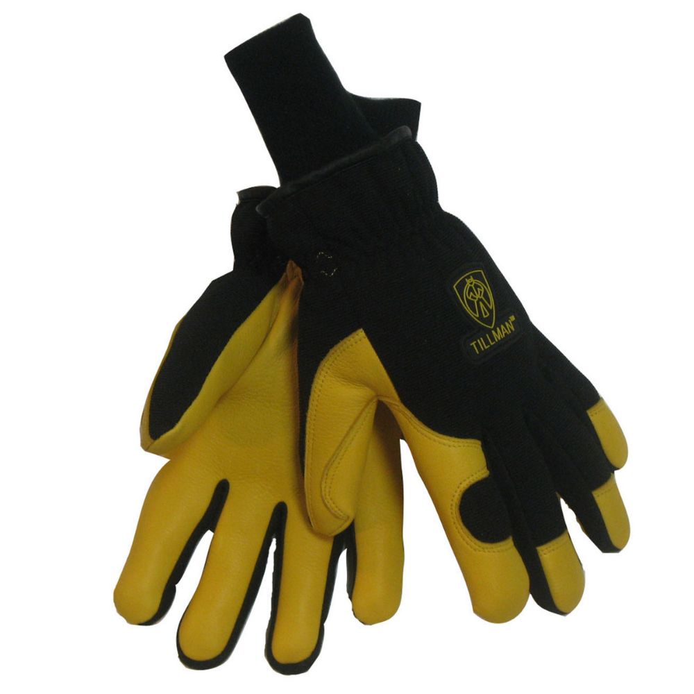 Tillman Black And Yellow Nylon And Spandex And Deerskin Leather Cold Weather Gloves-eSafety Supplies, Inc