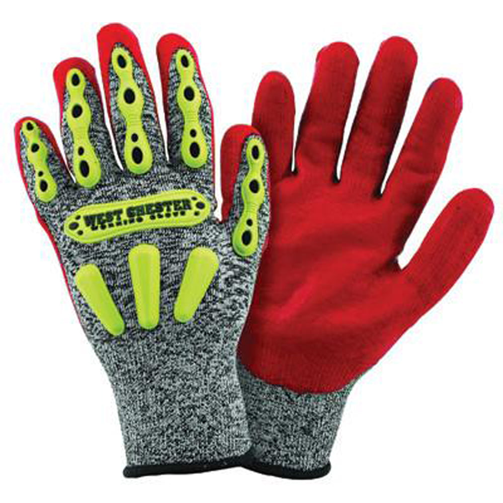 West Chester Large R2 FLX Cut Resistant Red Nitrile Dipped Palm Coated Work Gloves With Elastic Wrist