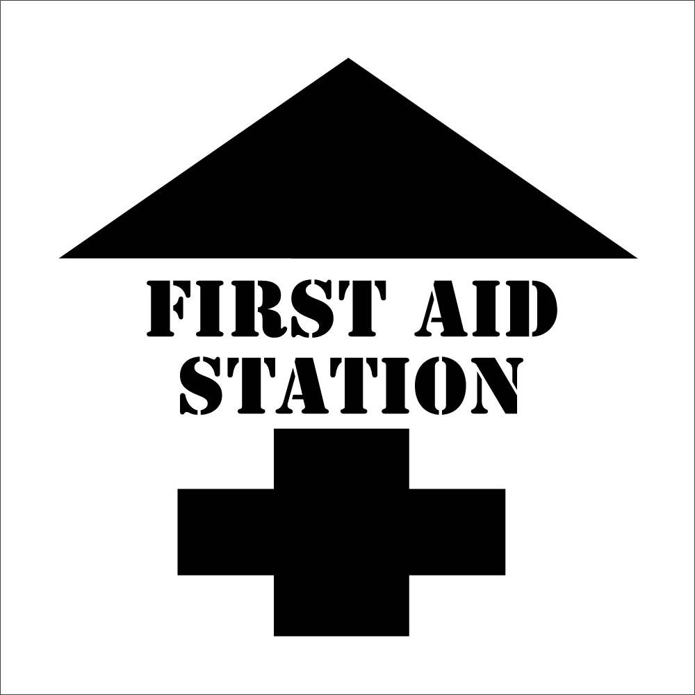 First Aid Station With Arrow Plant Marking Stencil-eSafety Supplies, Inc