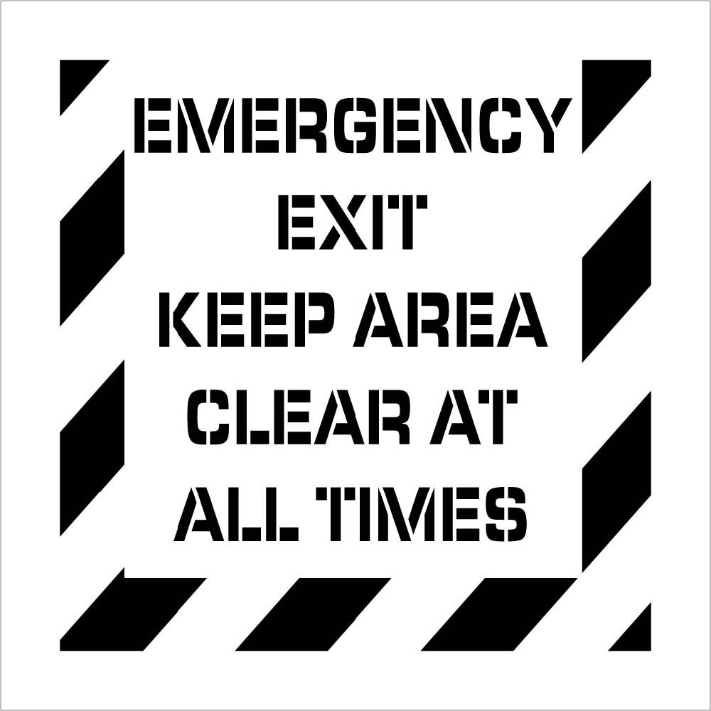 Emergency Exit Keep Area Clear Plant Marking Stencil-eSafety Supplies, Inc