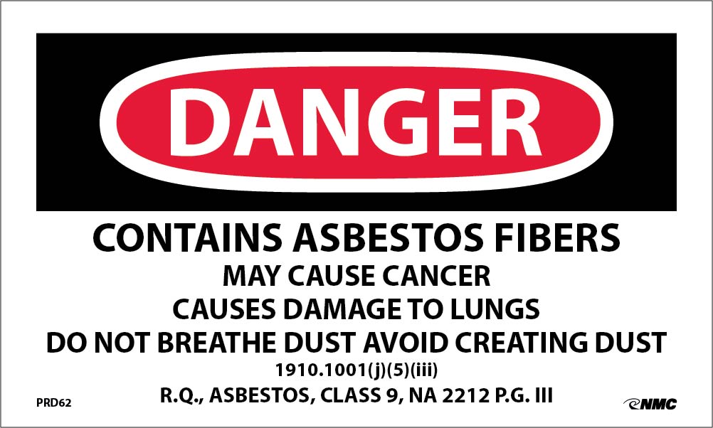 Asbestos Warning Label - Roll-eSafety Supplies, Inc