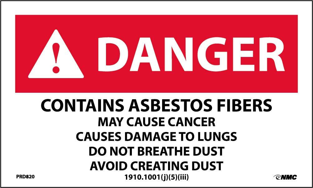 Labels, Danger Contains Asbestos Fibers May Cause Cancer 3X5, Ps Paper, 500/Rl - PRD820-eSafety Supplies, Inc