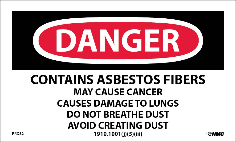 Danger Contains Asbestos Hazard Warning Label - Roll-eSafety Supplies, Inc