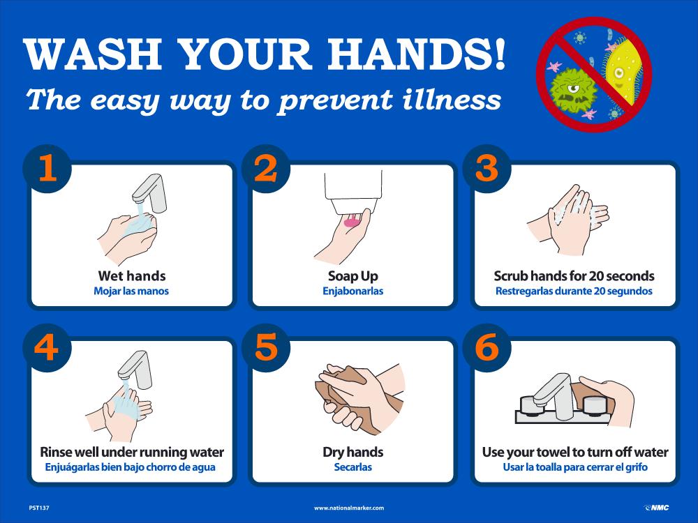 WASH YOUR HANDS POSTER 18" X 24" Polytag-eSafety Supplies, Inc