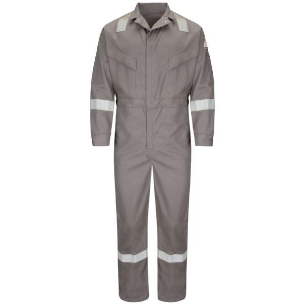 Bulwark Men's Long Deluxe Coverall With Reflective Trim - Excel Fr Comfortouch - 7 Oz.-eSafety Supplies, Inc