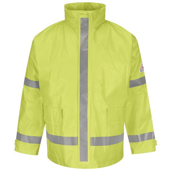 Bulwark Men's Hi-Visibility Flame-Resistant Regular Rain Jacket - Yellow/Green-eSafety Supplies, Inc