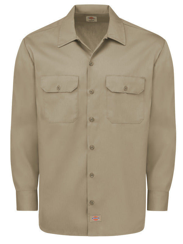 Dickies Men's Long-Sleeve Traditional Work Shirt - Khaki-eSafety Supplies, Inc