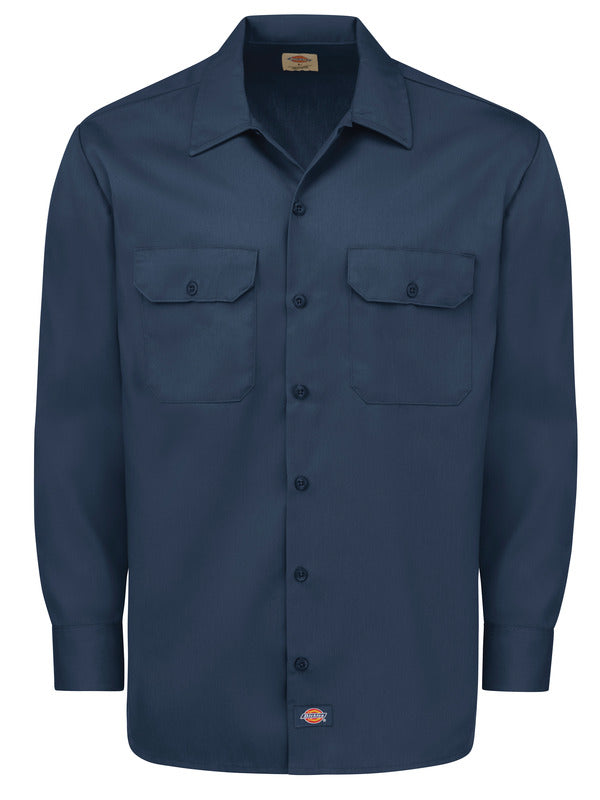 Dickies Men's Long-Sleeve Traditional Work Shirt - Navy-eSafety Supplies, Inc