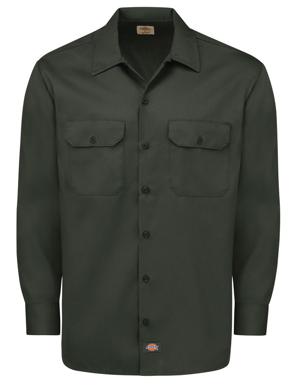 Dickies Men's Long-Sleeve Traditional Work Shirt - Olive Green-eSafety Supplies, Inc