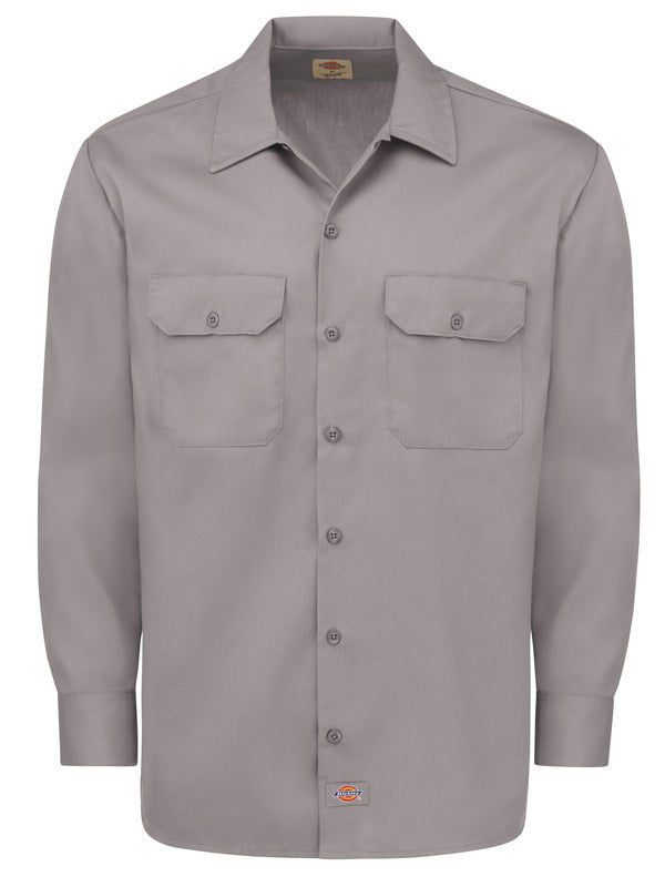 Dickies Men's Long-Sleeve Traditional Work Shirt - Silver Gray-eSafety Supplies, Inc