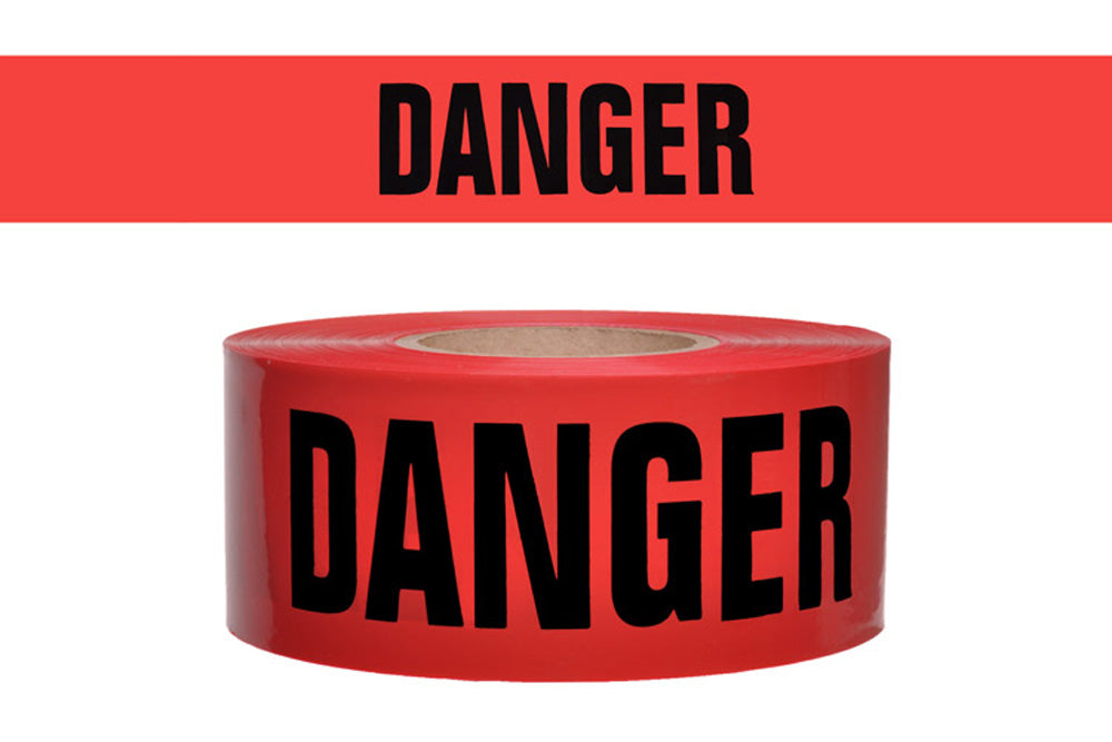 Red 3"X135' Repulpable Danger Barricade Tape - PT16RT-3-eSafety Supplies, Inc