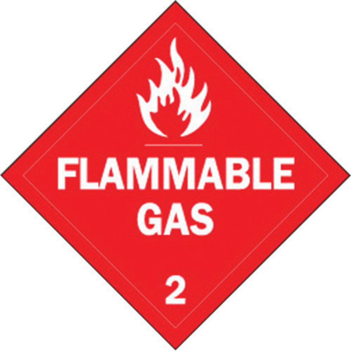 Brady® 13/4" X 13/4" X .024" Red On White B-101 Polycoated Tagstock Safety Sign "Flammable Gas"-eSafety Supplies, Inc