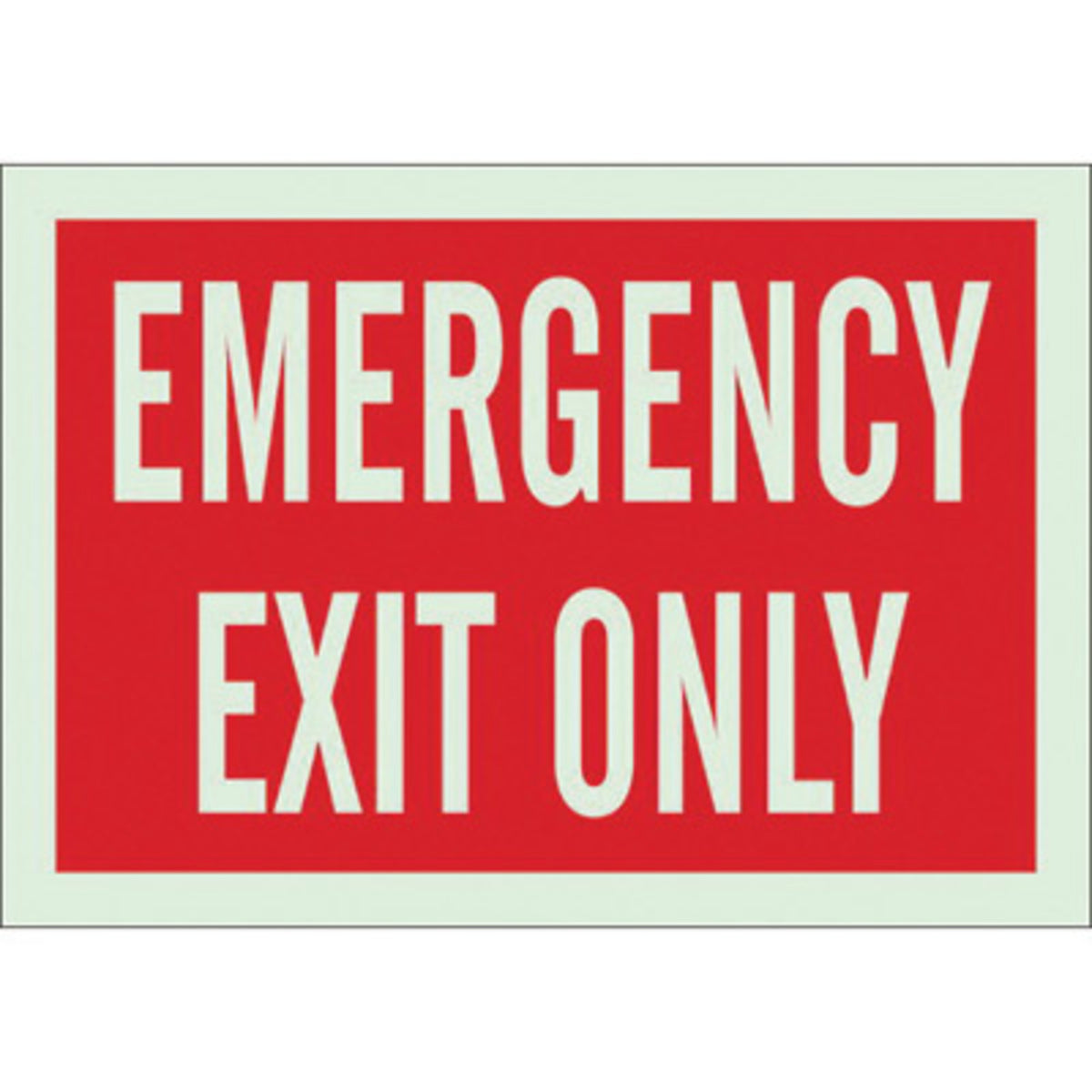 Brady® 10" X 14" X .063" Red On Glow .063" B-347 Polyester/Polystyrene Safety Sign "EMERGENCY EXIT ONLY"-eSafety Supplies, Inc