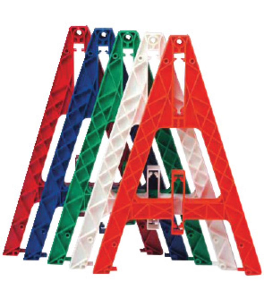 Cortina Safety Products White Plastic Traffic Barricade A-Frame With Slots Used For Weight Cartridges And Boards.-eSafety Supplies, Inc