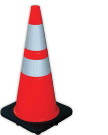 JBC™ 28" Orange PVC Revolution Series 1-Piece Traffic Cone With Black Base And 4" And 6" 3M™ Reflective Collar-eSafety Supplies, Inc