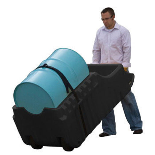 Justrite 32" X 72" X 26" EcoPolyBlend Black Polyethylene Spill Containment Drum Caddy - JTR28665-eSafety Supplies, Inc