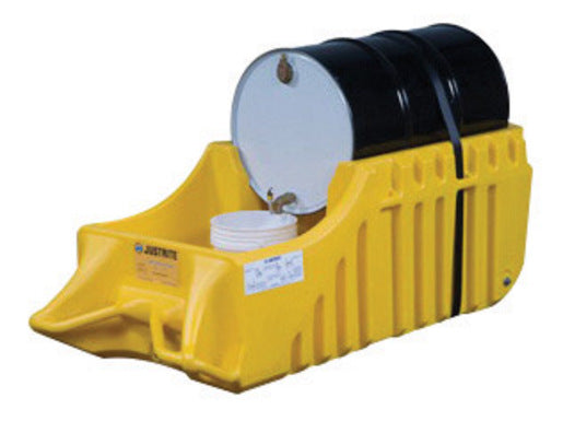 Justrite 32" X 72" X 26" EcoPolyBlend Yellow Polyethylene Spill Containment Drum Caddy - JTR28664-eSafety Supplies, Inc