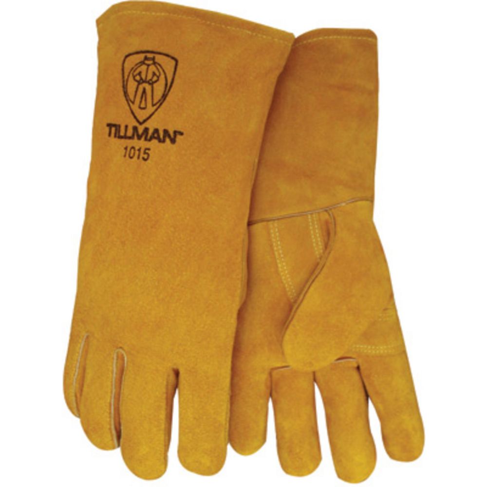 Tillman Large 14" Bourbon Brown Shoulder Split Cowhide Leather Cotton/Foam Lined Stick Welders Gloves With Welted Fingers And Kevlar Thread Locking Stitch (Carded)-eSafety Supplies, Inc