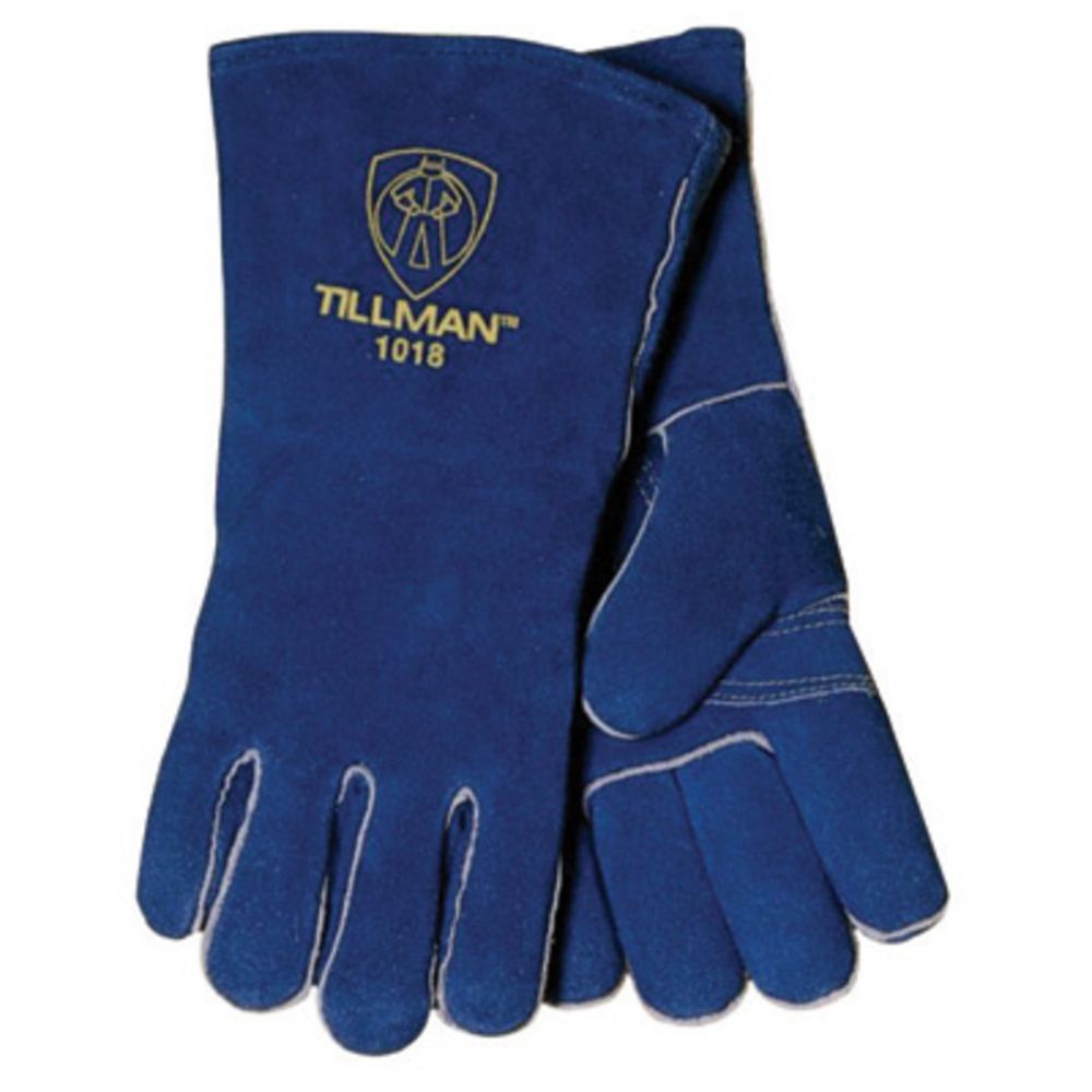 Tillman 14" Blue Slightly Select Shoulder Split Cowhide Leather Cotton/Foam Lined Stick Welders Gloves With Welted Fingers And Kevlar Thread Locking Stitch-eSafety Supplies, Inc