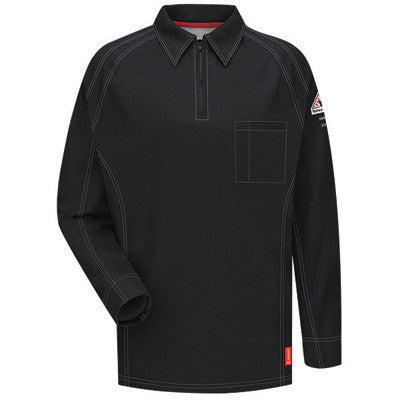 VF Imagewear Bullwark iQ Series Medium Regular Black 5.3 Ounce Lightweight 69% Cotton 25% Polyester 6% Polyoxadiazole Men's Flame Resistant Long Sleeve Polo Shirt With Placket-eSafety Supplies, Inc