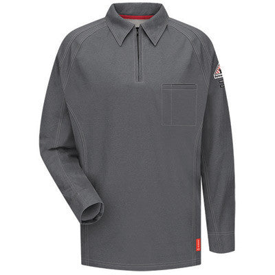 VF Imagewear Bullwark iQ Series Medium Regular Charcoal 5.3 Ounce Lightweight 69% Cotton 25% Polyester 6% Polyoxadiazole Men's Flame Resistant Long Sleeve Polo Shirt With Placket-eSafety Supplies, Inc