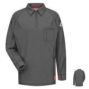 VF Imagewear Bulwark IQ 4X Charcoal 5.3 Ounce 69% Cotton 25% Polyester 6% Polyoxadiazole Men's Long Sleeve Flame Resistant Polo Shirt With Concealed Pencil Stall, Chest Pocket And Sleeve Pocket-eSafety Supplies, Inc