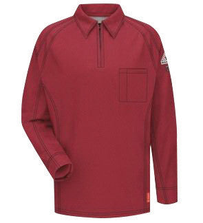 VF Imagewear Bullwark iQ Series Medium Regular Red 5.3 Ounce Lightweight 69% Cotton 25% Polyester 6% Polyoxadiazole Men's Flame Resistant Long Sleeve Polo Shirt With Placket-eSafety Supplies, Inc