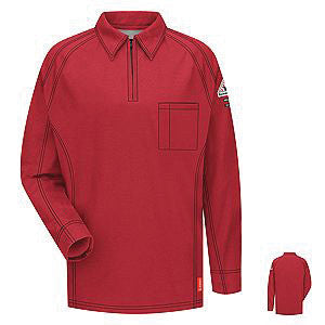 VF Imagewear Bulwark IQ 4X Red 5.3 Ounce 69% Cotton 25% Polyester 6% Polyoxadiazole Men's Long Sleeve Flame Resistant Polo Shirt With Concealed Pencil Stall, Chest Pocket And Sleeve Pocket-eSafety Supplies, Inc