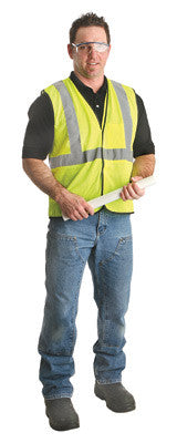 Radnor Large - X-Large Yellow Lightweight Mesh Classic Economy Vest With Front Hook And Loop Closure, 2" Silver Reflective Tape Striping And 1 Pocket-eSafety Supplies, Inc