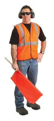 Radnor Medium - Small Orange Lightweight Mesh Classic Economy Vest With Front Hook And Loop Closure, 2" Silver Reflective Tape Striping And 1 Pocket-eSafety Supplies, Inc