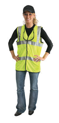 Radnor Large Yellow Lightweight Polyester And Mesh Class 2 Classic Vest With Front Hook And Loop Closure And 2" 3M Scotchlite Reflective Tape Striping-eSafety Supplies, Inc