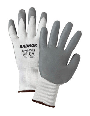 Radnor Medium White Premium Foam Nitrile Palm Coated Work Glove With 15 Gauge Seamless Nylon Liner And Knit Wrist-eSafety Supplies, Inc