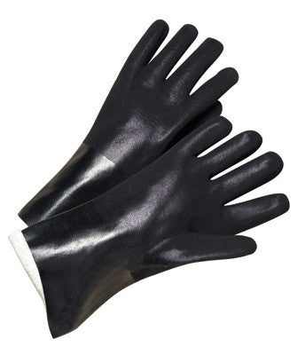Radnor Large 14" Black Double Dipped PVC Glove With Sandpaper Grip And Interlock Lining-eSafety Supplies, Inc